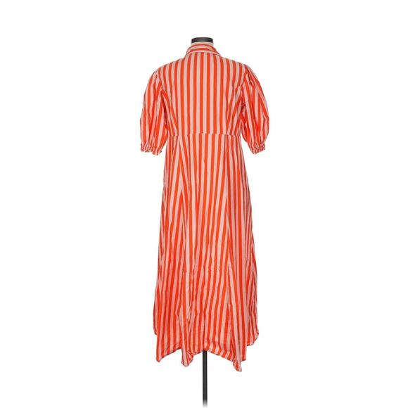 Livro Red Orange Striped Shirt Dress Maxi Pockets L - Picture 3 of 4